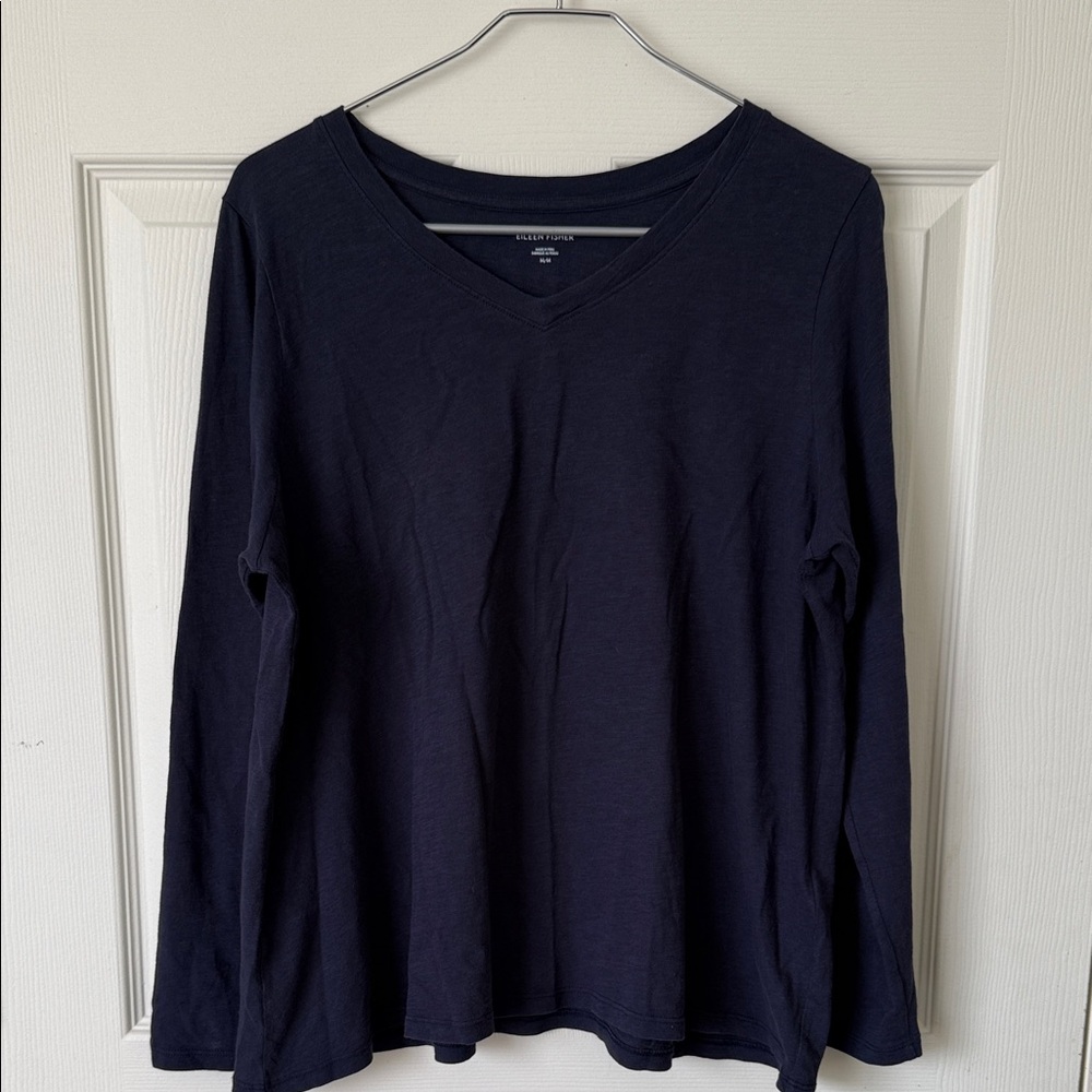 EILEEN FISHER Navy Blue Medium Long Sleeve Top.